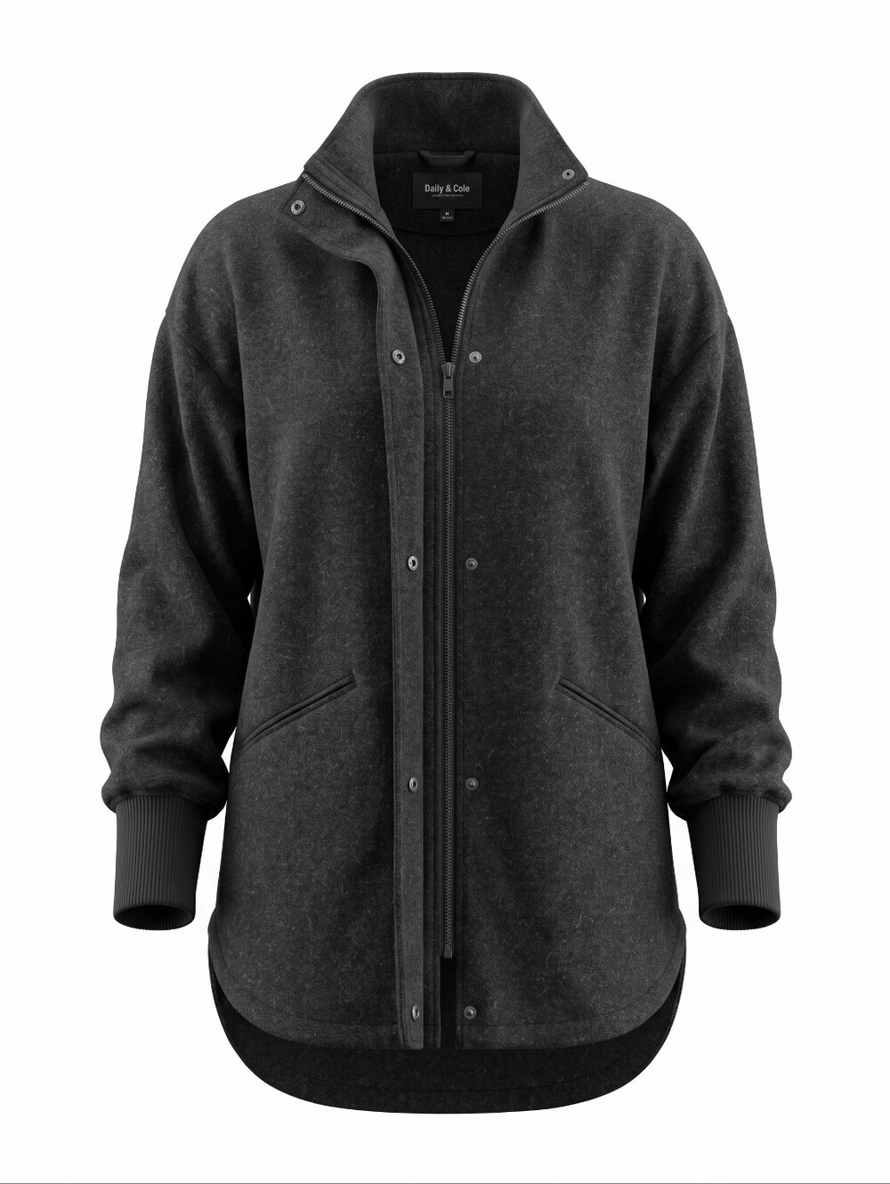 Ookie & Lala Women's Heathered Charcoal Warm Jacket Full Zipper Cozy Layering M